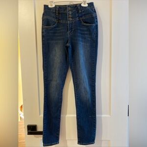 Vienna Tiered High-Waist Skinny Jeans Size 5 dark Blue